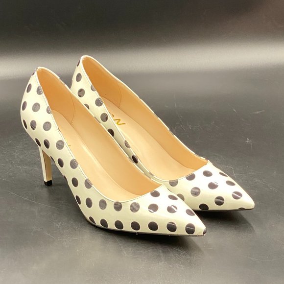 White Polka Dot Chic Pointed Toe Stilettos Heel Pumps Shoes - Picture 5 of 10